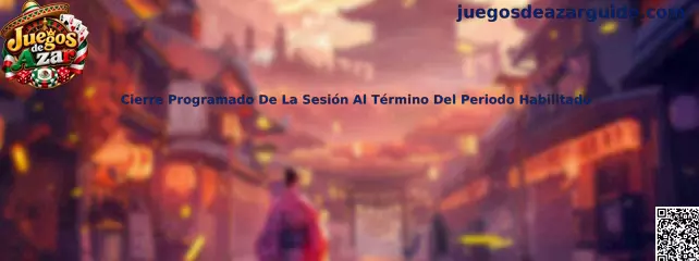 Ilustración del cierre programado de una sesión de juegos de azar al finalizar el tiempo habilitado